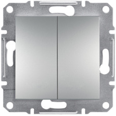Вимикач 2-клавішний алюміній, (пластик) Asfora Schneider Electric EPH0300161
