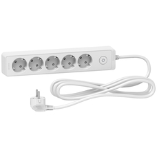 Подовжувач на 5 розеток, кабель 3 метри, білий, Schneider Electric ST9453W