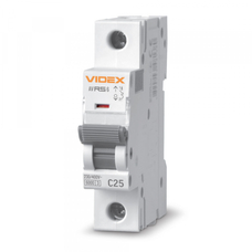 Автоматичний вимикач RS6 1п 25А 6кА С VIDEX RESIST VF-RS6-AV1C25