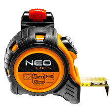 Neo Tools 67-205 Рулетка, сталева стрiчка, 5 м x 25 мм, з фiксатором selflock, защiпка